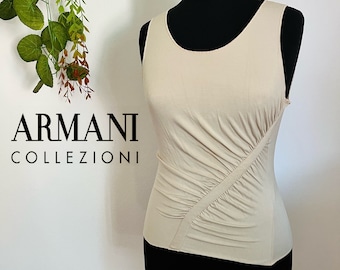 Vintage Armani Collezioni cream tank top, designer clothing,blouse