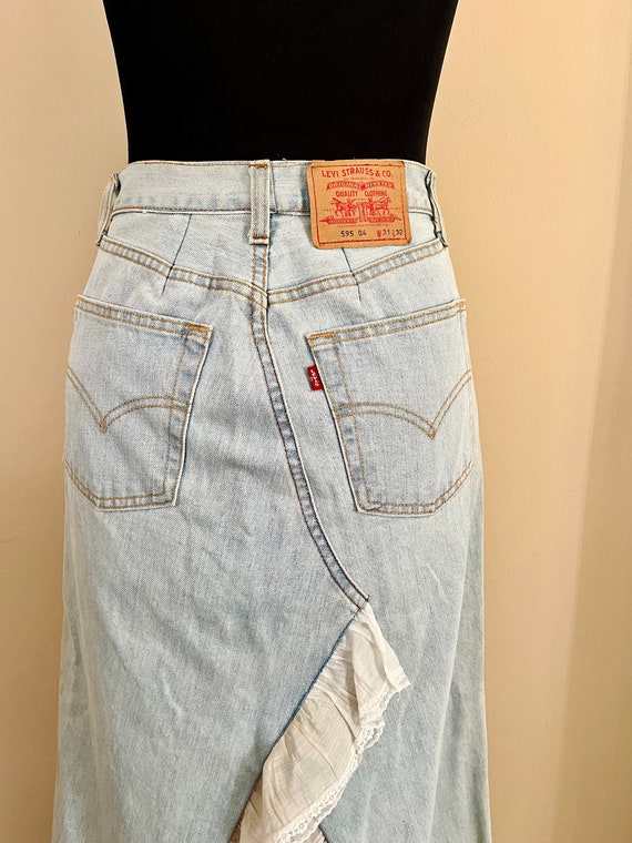 Y2kl Levi’s Vintage high waist denim maxi skirt,9… - image 5