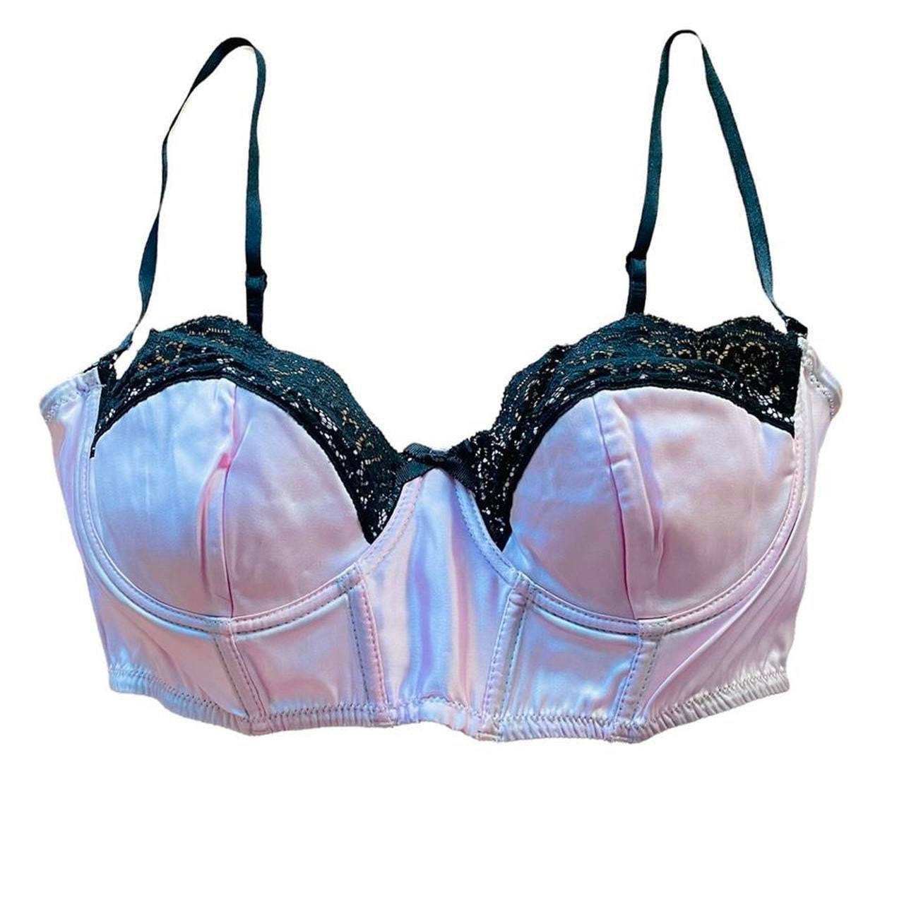 Sugar Thrillz Floral Satin Bra Top & Ruched Panty Set - Pink