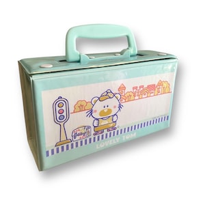 80s Lovely Tom rare lunch box/ storage case , pencil box with handle