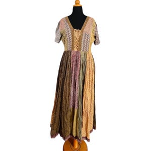 Vintage 70s Phool Indian cotton maxi dress, patchwork boho dress