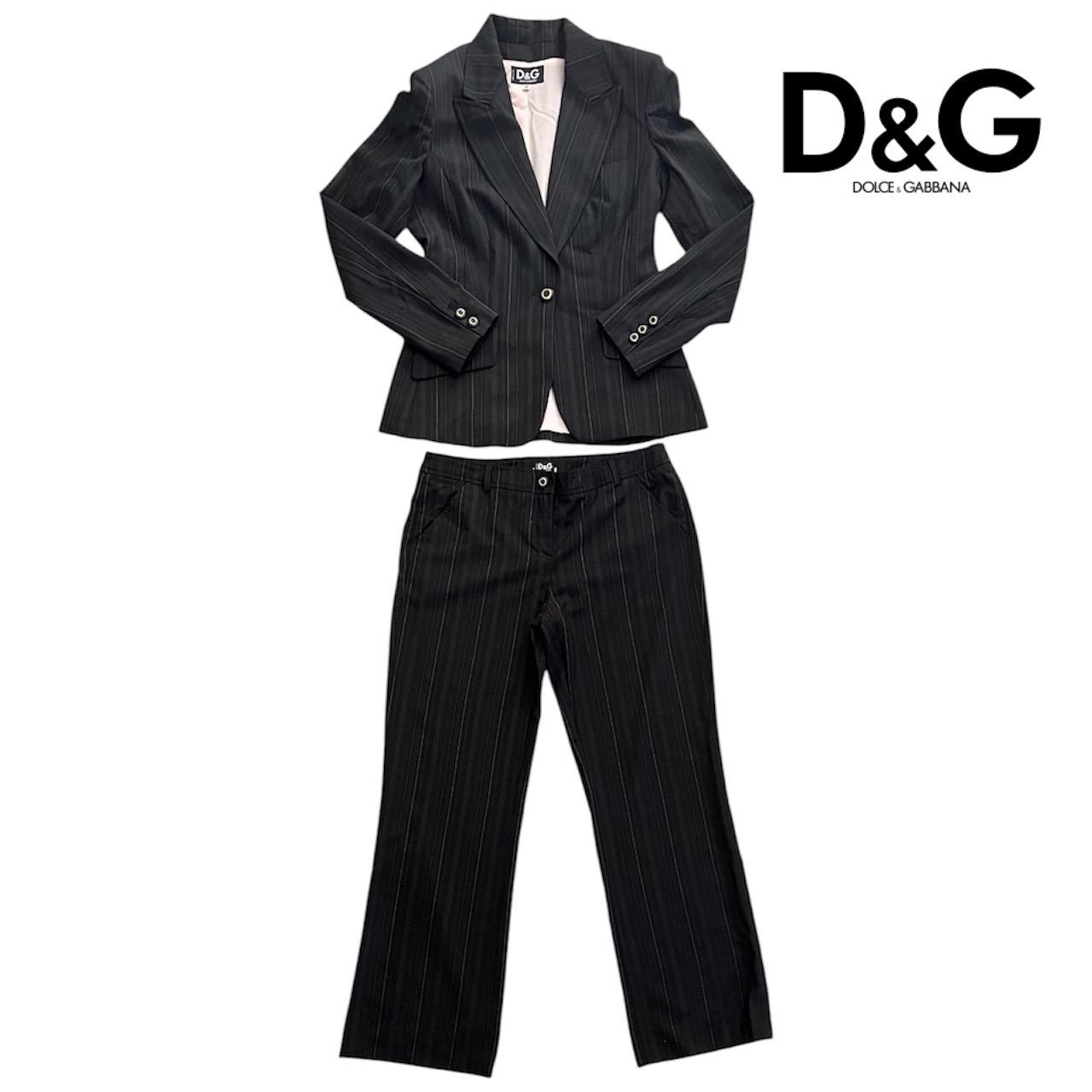 00s Dolce & Gabbana Women Suit , Striped Suit Set , Designer 