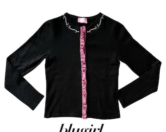 Y2K Blugirl Blumarine wool rhinestone sweater cardigan , coquette vintage blouse