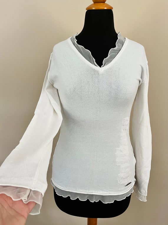 Vintage Galliano long sleeve white blouse with th… - image 9
