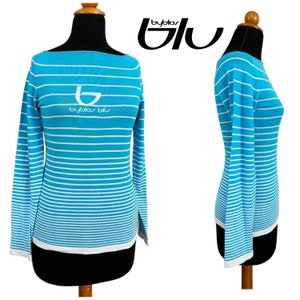 Byblos blue y2k vintage striped logo sweater