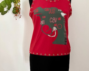 2000 just Cavalli embellished tank top, Y2k designer top , sleeveless