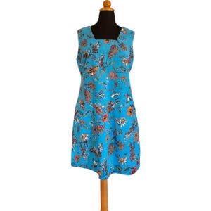 Summer floral Nomads blue dress with butterflies, cotton summer dress