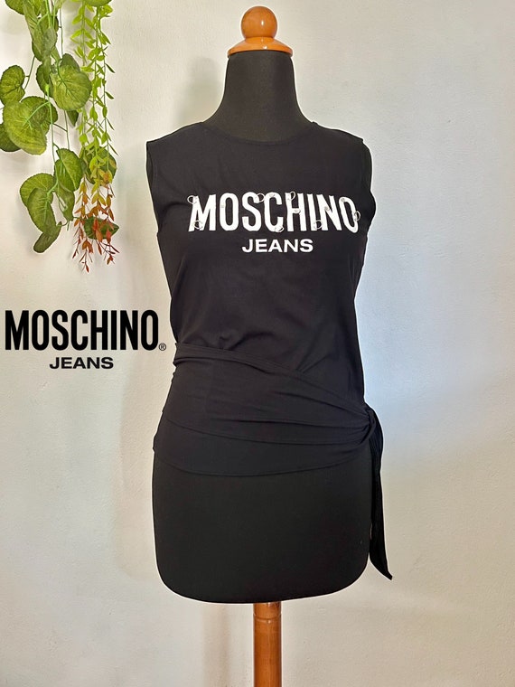 Moschino jeans logo tie back strap sleeveless tank