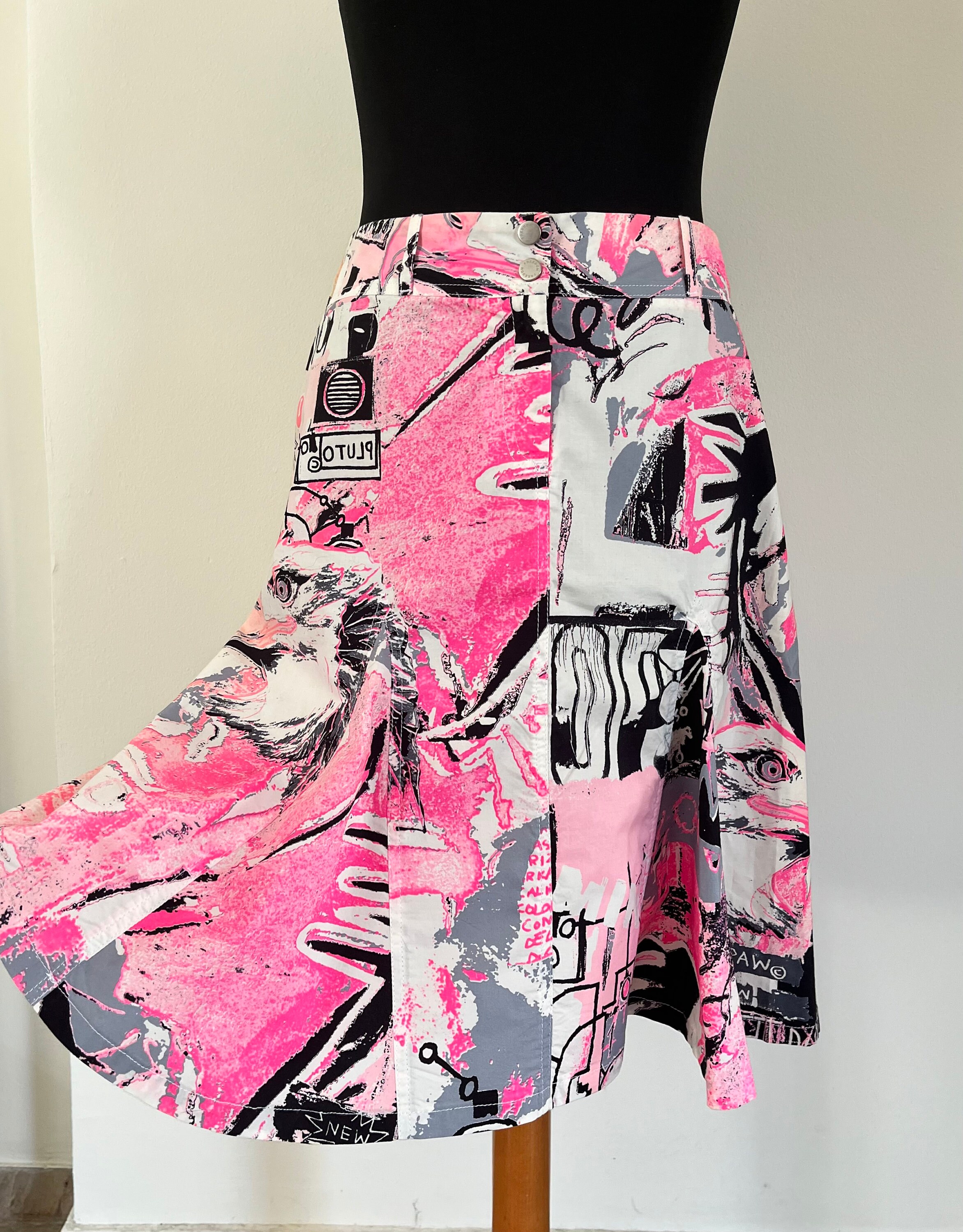 Vintage Roberto Cavalli Freedom Knee Length Print Skirt
