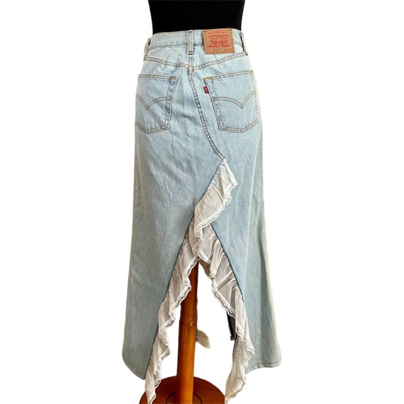 Y2kl Levi’s Vintage high waist denim maxi skirt,9… - image 2