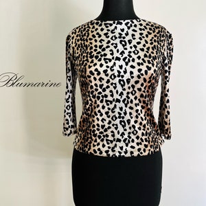 Vintage Blumarine velvet animal print 3/4 sleeve blouse , Y2k designer