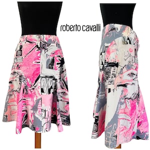 Vintage Roberto Cavalli freedom knee length print skirt , y2k rare clothes