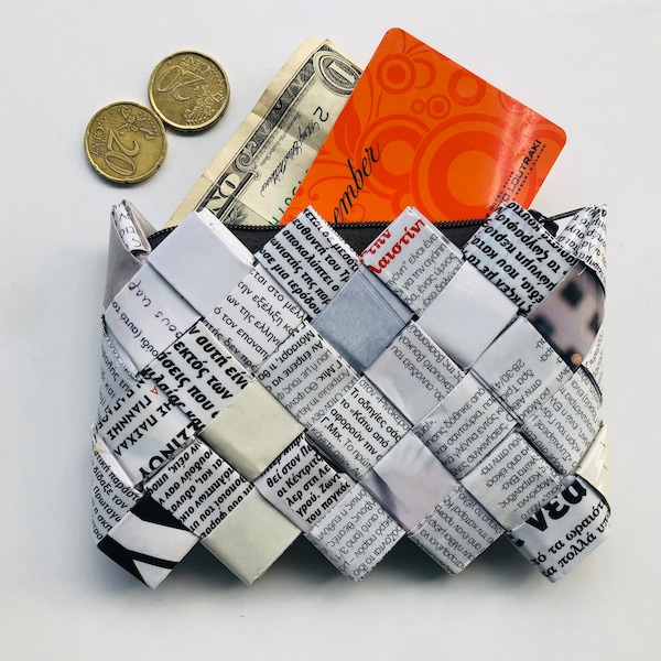 Recycled magazines coin purse, Eco Friendly wallet,zero waste statement gift