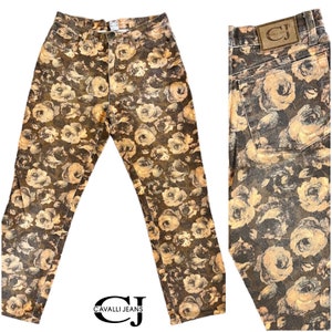 90s Cavalli jeans floral printed jeans , straight cotton pants