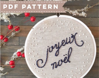 PDF Holiday Embroidery Pattern Joyeux Noel. Christmas Hoop Art. DIY Embroidery. Christmas Decor. Mantle Decorations. Christmas Crafts.
