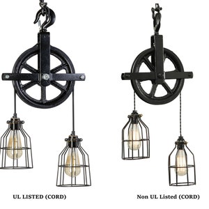 Jefferson Farmhouse Pendant Lamp - Chandelier with Pulley Light - Industrial Farmhouse Lighting