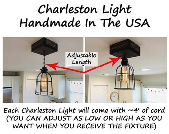 Charleston Style Wooden Light Fixture - Rustic Lighting for a Scandanavian Farmhouse