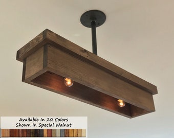Ambler Handmade Wood Track Lighting Fixture for Kitchen Island and Bedroom Rustic Ceiling Lighting Fixture for Bedroom or Kitchen Island