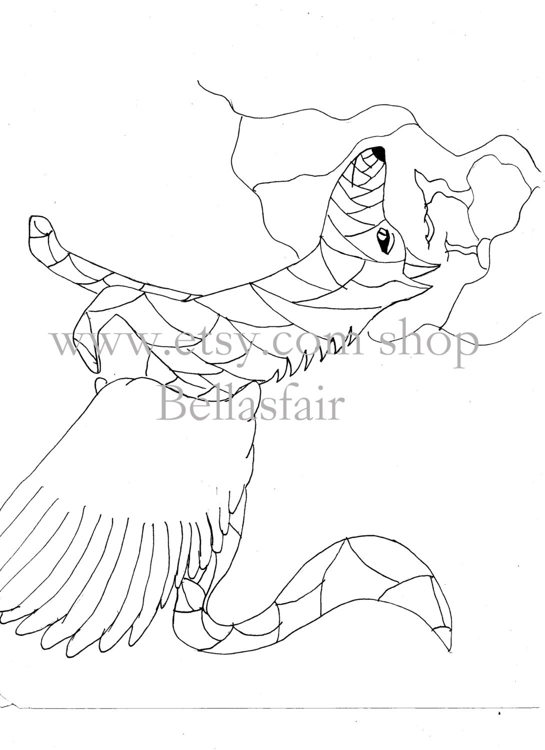 Hand Drawn Mythical Wolf coloring coloring page fantisy | Etsy