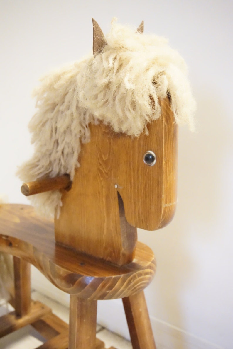Horse Nursery Decor Wooden Rocking Vintage Image 0