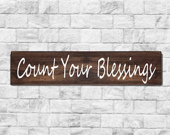 Count Your Blessings Rustic Wood Wall Sign 12x18