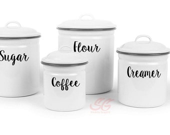 Tea Coffee Sugar  Kitchen Set  Pantry Organisation  Personalised Canister Decal Labels