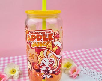 Lucifer Apple Juice Glass Tumbler: Gradient 16oz Cup with Lid & Straw