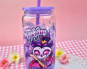 Stolas Soda Can Glass Tumbler: Gradient Tinted Cup with Lid & Straw