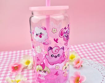Fairy Type Glass Tumbler: Gradient Tinted Cup with Lid & Straw