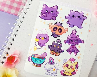 Ghost Type Monsters - Kiss Cut - Sticker Sheet - Vinyl Stickers