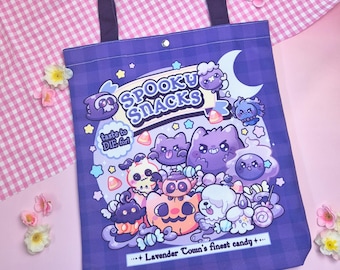 Ghost Snacks - Ghost Type Canvas Tote Bag: All Over Print