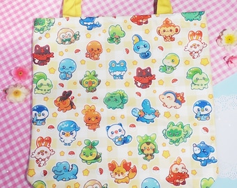 Starter Monsters - Cute Tote Bag,  Canvas Bag, Shoulder Bag, Book Bag