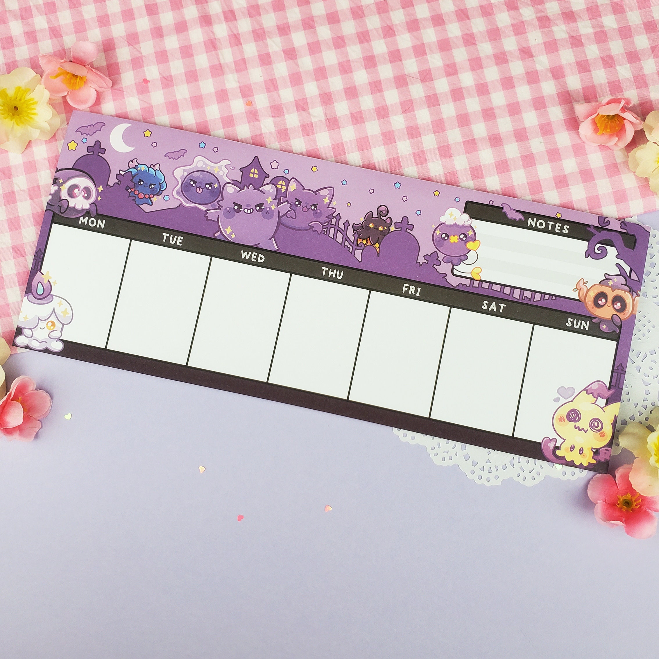 Ghost Weekly Planner Pad | Kawaii Art Cute Aesthetic Stationery | Office Supplies
