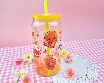 Fire Starters Glass Tumbler: Gradient 16oz Cup with Lid & Straw