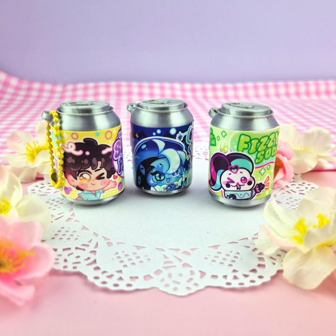 Soda Can Clicker Keychains | KDH Saja Boys Soda Pop | Fizzarolli