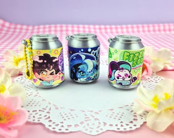 Soda Can Clicker Keychains | KDH Saja Boys Soda Pop | Fizzarolli Soda | Shadow Milk Cookie Soda