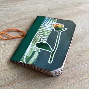 Eco-Friendly Handmade Mini Journal with Leaves and Flowers Cover