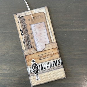 Spooky Handmade Gothic Junk Journal Pocket with Coffee & Tea Dyed Pages