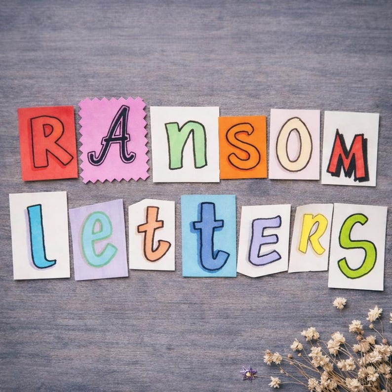 Assorted Hand Drawn Colorful Ransom Note Cutout Letters - 3 Sets A-Z ...