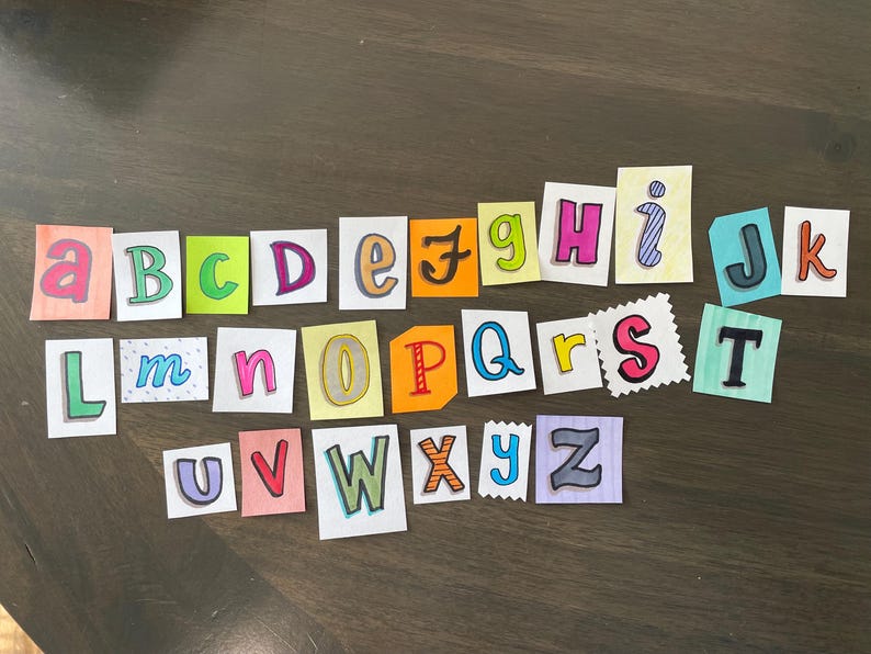 Assorted Hand Drawn Colorful Ransom Note Cutout Letters - 3 Sets A-Z ...