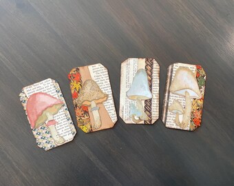 Handmade Mushroom Themed Journal Cards Set of 4