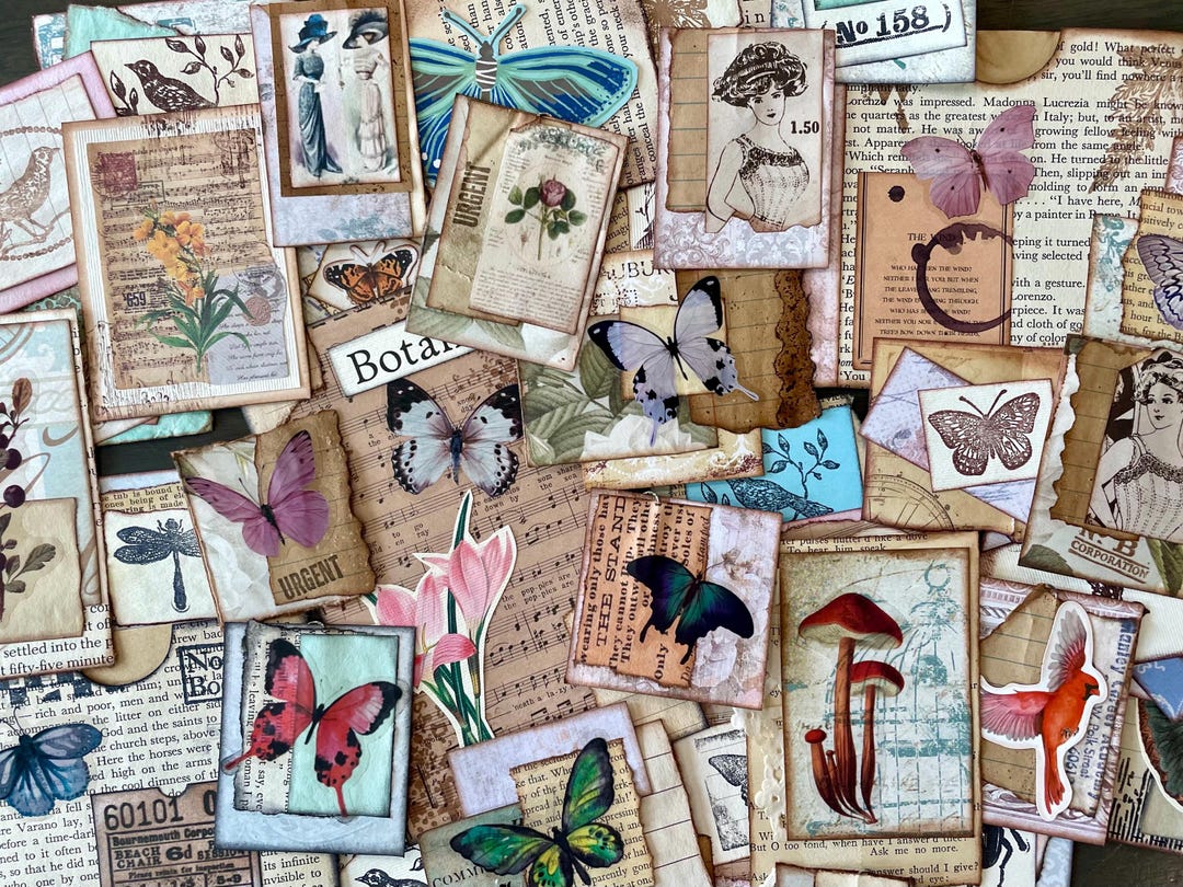 Handmade Junk Journal Ephemera Bundle: Assorted Cards, Tags, Pockets - Etsy
