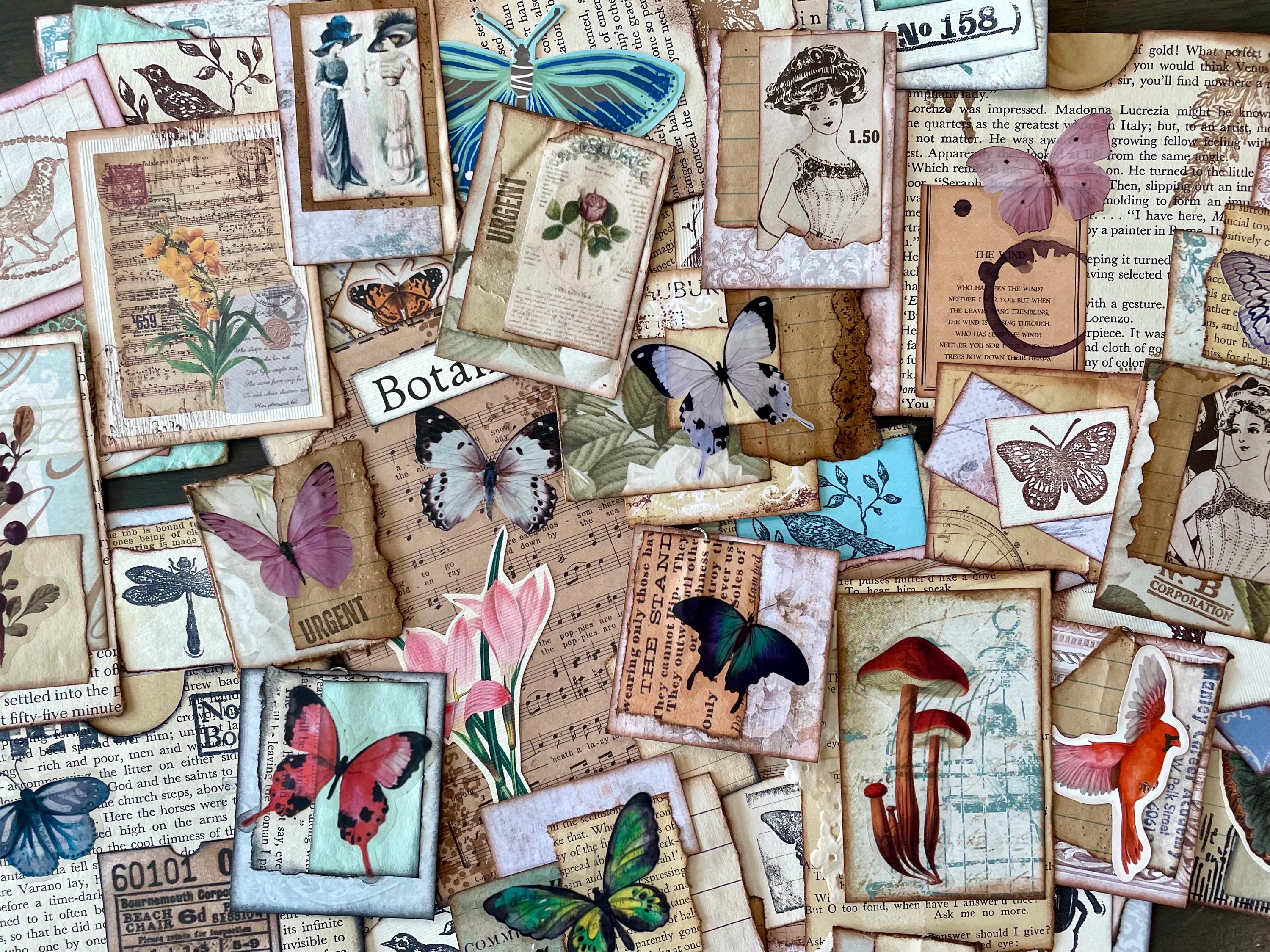 Selection of Assorted Junk Journal Cards, Clusters, Tags, Tuck Pockets and more, Handmade Paper Ephemera Random Bundle
