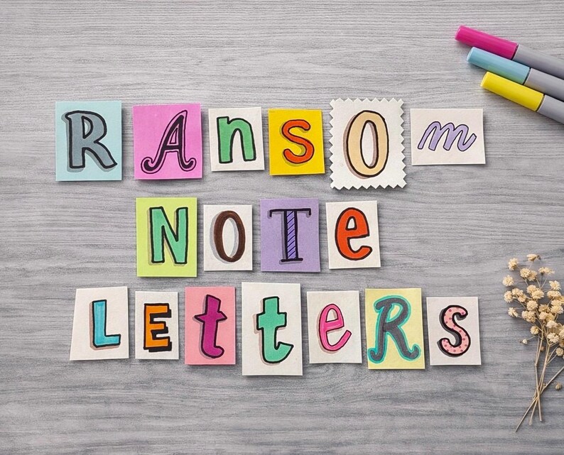 Assorted Hand Drawn Colorful Ransom Note Cutout Letters - 3 Sets A-Z ...