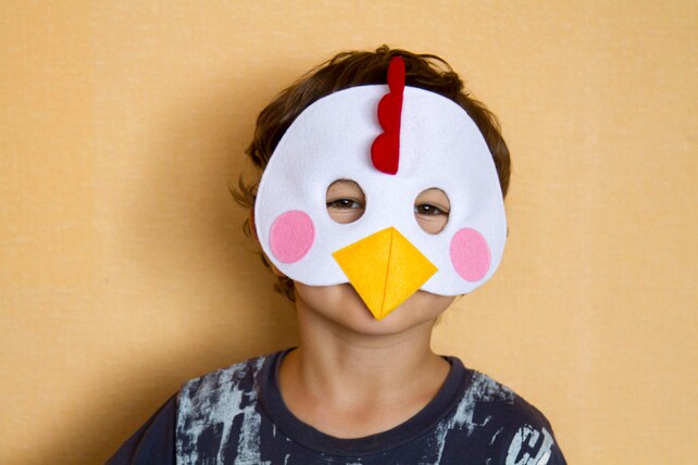 toddler pretend play Halloween costume dress up Chicken rooster farm animal felt mask