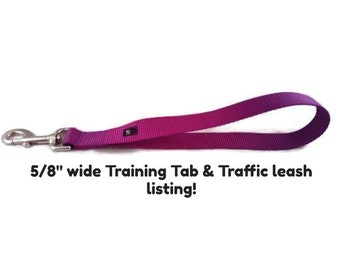 30+ color choice, 5/8" wide listing TRAFFIC LEASH & TAB solid color dog, cat, pet leash