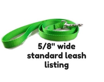 30+ color choice, 5/8" wide listing STANDARD LEASH solid color dog, cat, pet leash