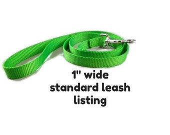 30+ color choice, 1" wide listing STANDARD LEASH solid color dog, cat, pet leash