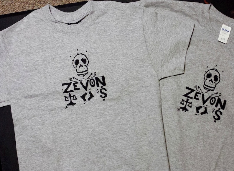 classic rock New Warren Zevon Block Printed Shirt Lawyers Guns and Money Black ink on Gray Cotton Unisex Shirt