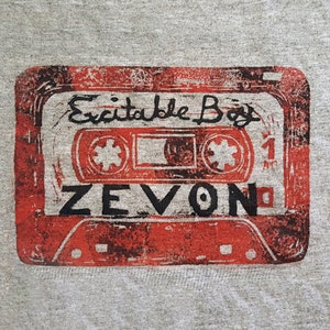 Warren Zevon Excitable Boy Cassette Block Print Design, Classic Album, 70s 80s Rock Music, Lino Print, Werewolves of London